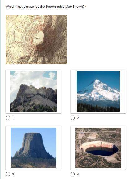 Please help i don't get it.

Which image matches the Topographic Map Shown?
Also, please explain h