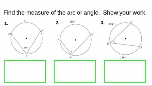 Find the measure of the arc or angle. Show your work.