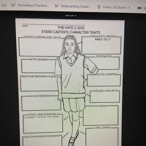 I’ll mark u brainliest! Fill in the boxes on the chart about the hate you give by Angie Thomas