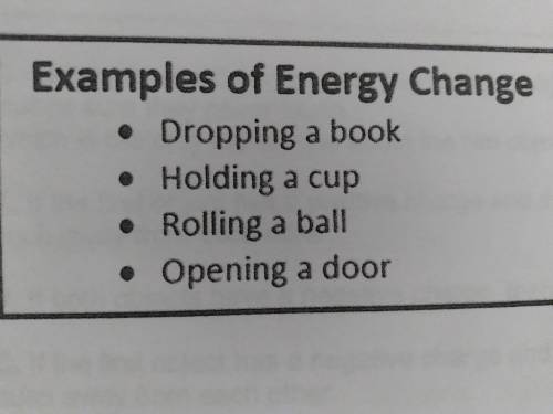 Jose is making this chart of examples of actions in whicu energy has caused change, as shown below.