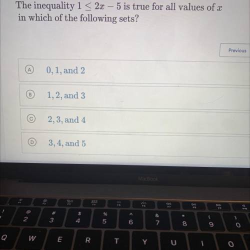 PLEASE HELP ME

The inequality 1 < 2xC – 5 is true for all values of x
in which of the f
