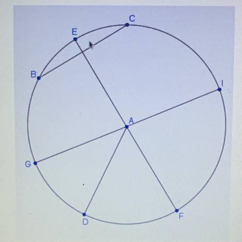 In the image point A marks the center of the circle. Which two lengths must form a ratio of 1:2?