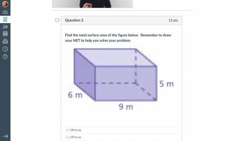 Find the total surface area of the figure below.