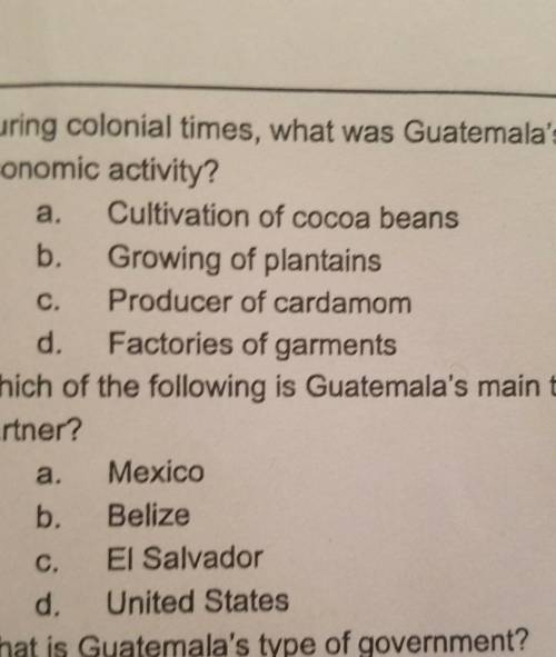 During colonial times what was Guatemala major economic activity?