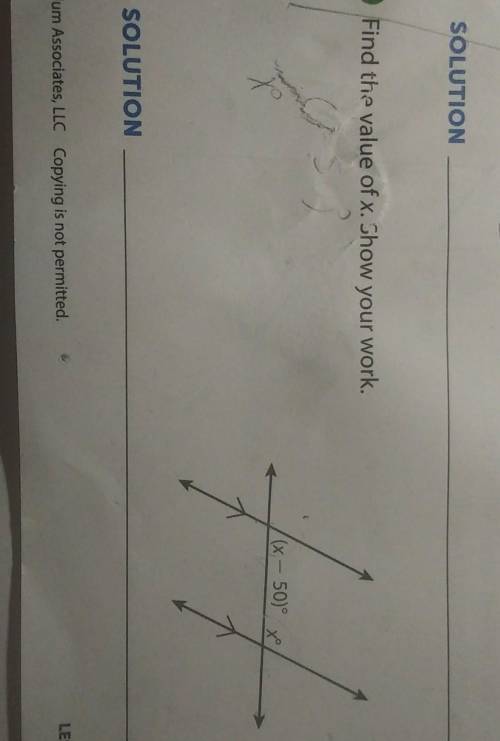 Ï need help with à math question Find the value of x.