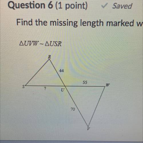 Find the missing length marked with a question mark.
UVW-USR