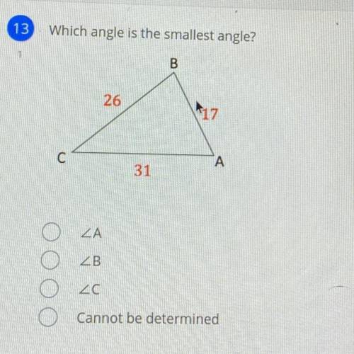 Which angle is the smallest angle