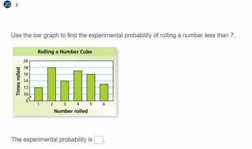(help me pls) Use the bar graph to find the experimental probability of rolling a number less than