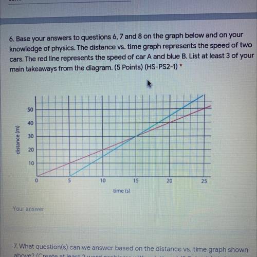 Base your answers to questions 6,7 and 8 on the graph below and on your knowledge of physics. The d