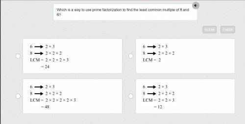 Help please

Which is a way to use prime factorization to find the least common multiple of 8 and