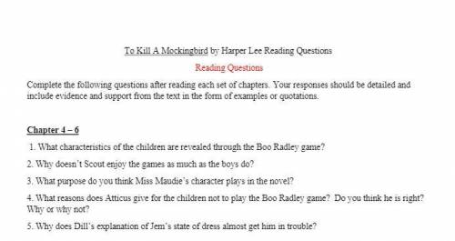 100 Points
From The Book To Kill A Mockingbird
Chapters 4-6