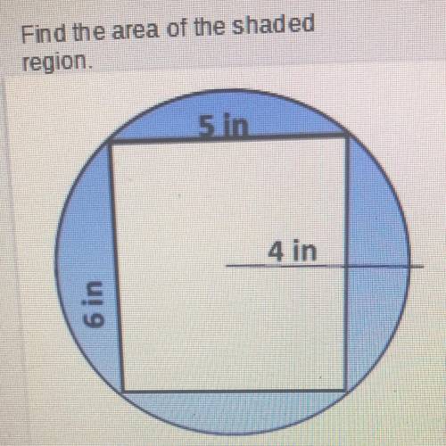 Area circumstances circle and square 5 in 6 in 4 in PLEASE HELP PLEASE!
