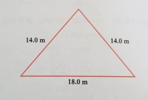 2. The sides of an isosceles triangle are 14.0 m, 14.0 m, and 18.0 m. Find the size of each angle o