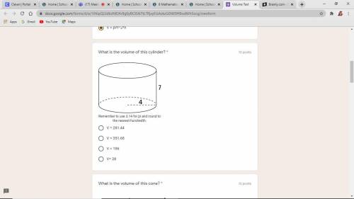 What is the volume of this cylinder? *