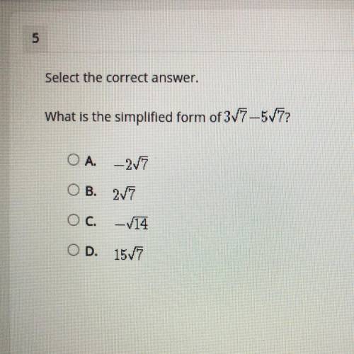 Select The correct answer.
What is the simplified form of 3/7- 5/7?