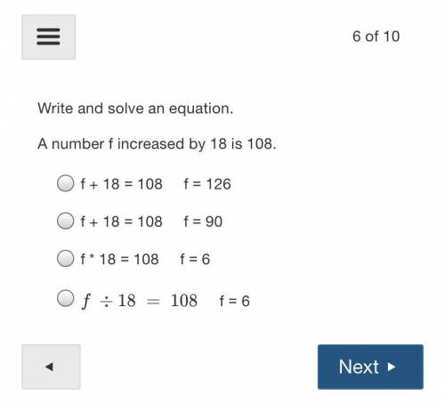 The answer please to number 6
A number f increased by 18 is 108