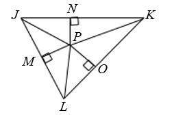 If P is the incenter of triangle JKL, PN = 21 and ML = 27, find PL.

A. 16.9
B. 34.2
C. 21
D. 54