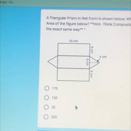 NEW QUESTION PLS HELP A triangular prism in net for Michelle below what is the total surface area o