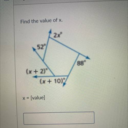Can someone plz help me find the value of x