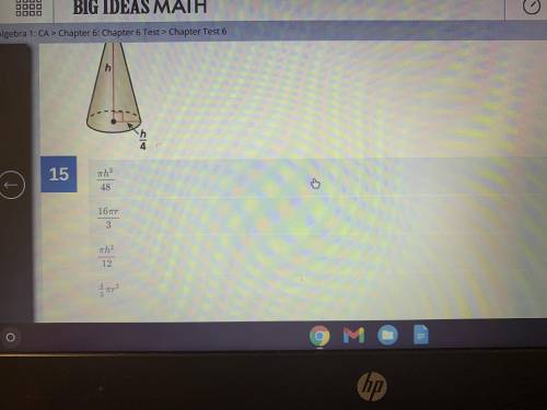 Which expression representsThe volume of a cone where r is the radius and h is the height