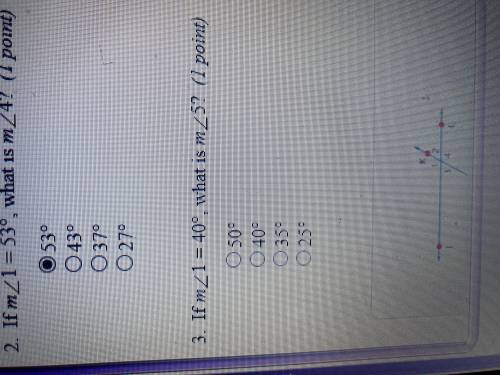 PLEASE HELP !!! If m angle 1 = 40 degrees , what is m angle 5
