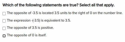 Which of the following statements are true? Select all that apply.

The opposite of -3.5 is locate