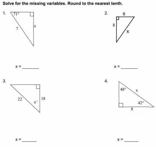 Solve for the missing variables. Round to the nearest tenth.