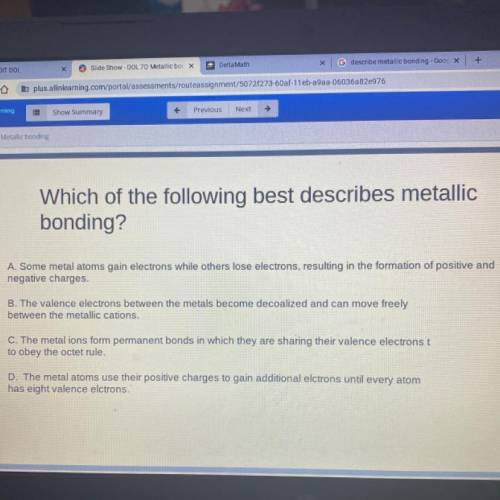 Which of the following best describes metallic bonding?
