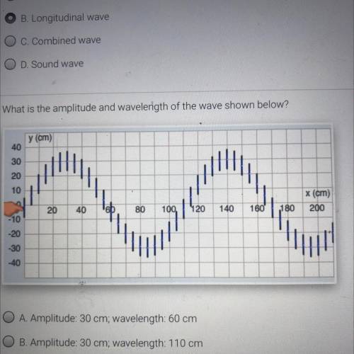 2. What is the amplitude and wavelength of the wave shown below?

A. Amplitude: 30 cm; wavelength