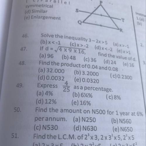 What is the answer for 50 and 51 with explanation
