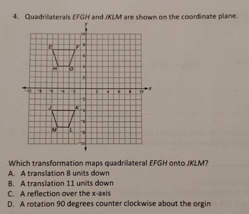 Which transformation maps quadrilateral EFGH onto JKLM?