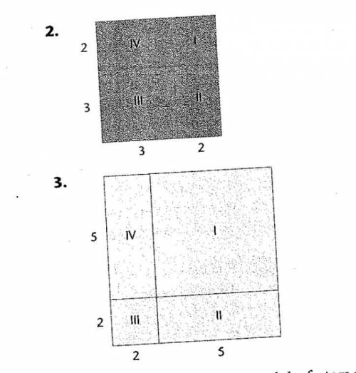 Give the area of each region of the square as well as the total area of the large square