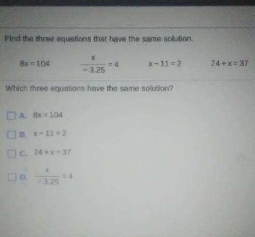 Find the three equation that have the solution