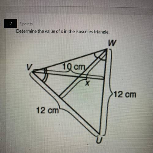 Determine the value of x in the isosceles triangle. plz help