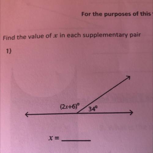 Find value of x supplementary pair