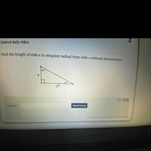 Help plz Pic added:

Find the length of side x in simplest radical form with a rational denominato