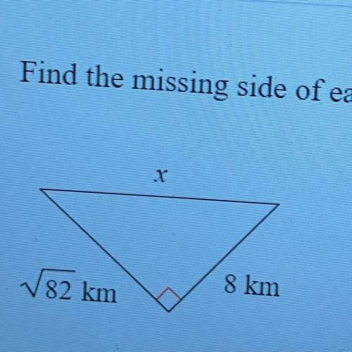 Please help. find the missing side of each triangle