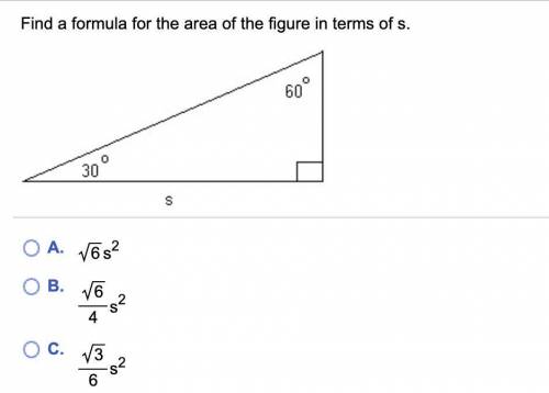 Find a formula for the area of the figure in terms of s.