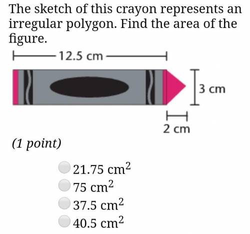 The sketch of this crayon represents an irregular polygon. Find the area of the figure. 21.75 cm²