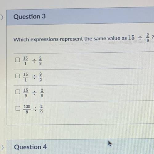 Which expressions represent the same value? 
Please helpp