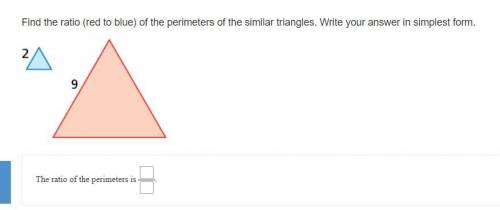 Find the ratio (red to blue) of the perimeters of the similar triangles. Write your answer in simpl