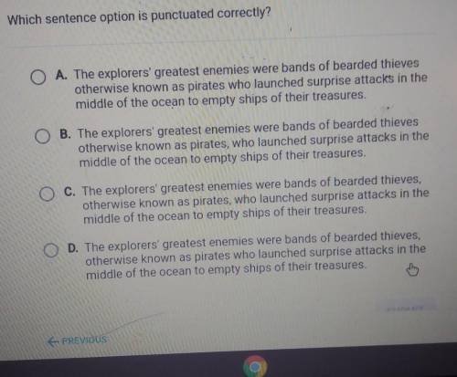 Which sentence option is punctuated corectly