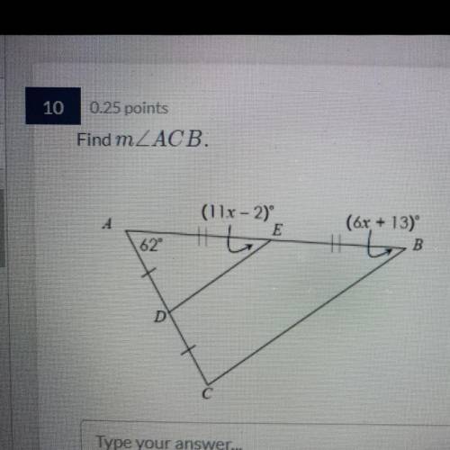 Find the measure of angle ACB