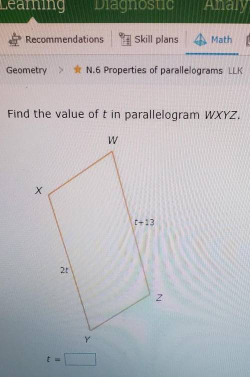 Find the value of t need help fast