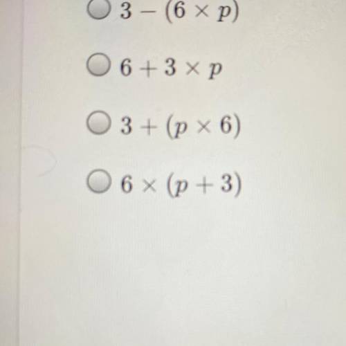 Which expression is equivalent to (6 x P) + 3?