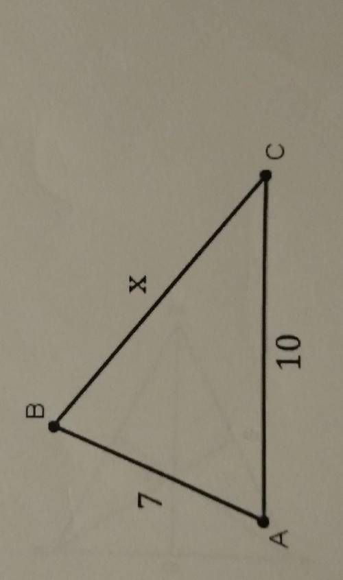 Name all of the possible values for X in the triangle below. show your work.