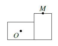 The diagram shows two 10 by 14 rectangles which are edge-to-edge and share a common vertex. It also