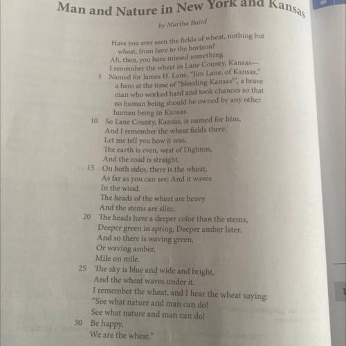 Which TWO lines from the poem “ Man and Nature in New York and Kansas” signal the connection betwee
