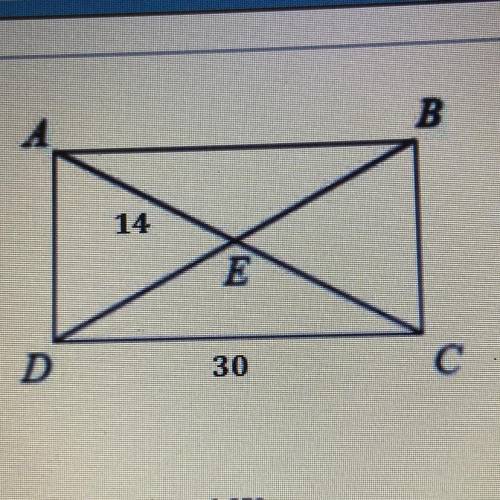 The quadrilateral shown is a rectangle. What is the measure of CE?

A) 7
B) 10
C) 14
D) 15
