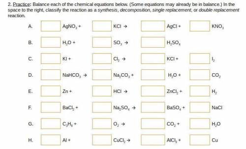 Any help welcome on this, chem balancing equations btw !